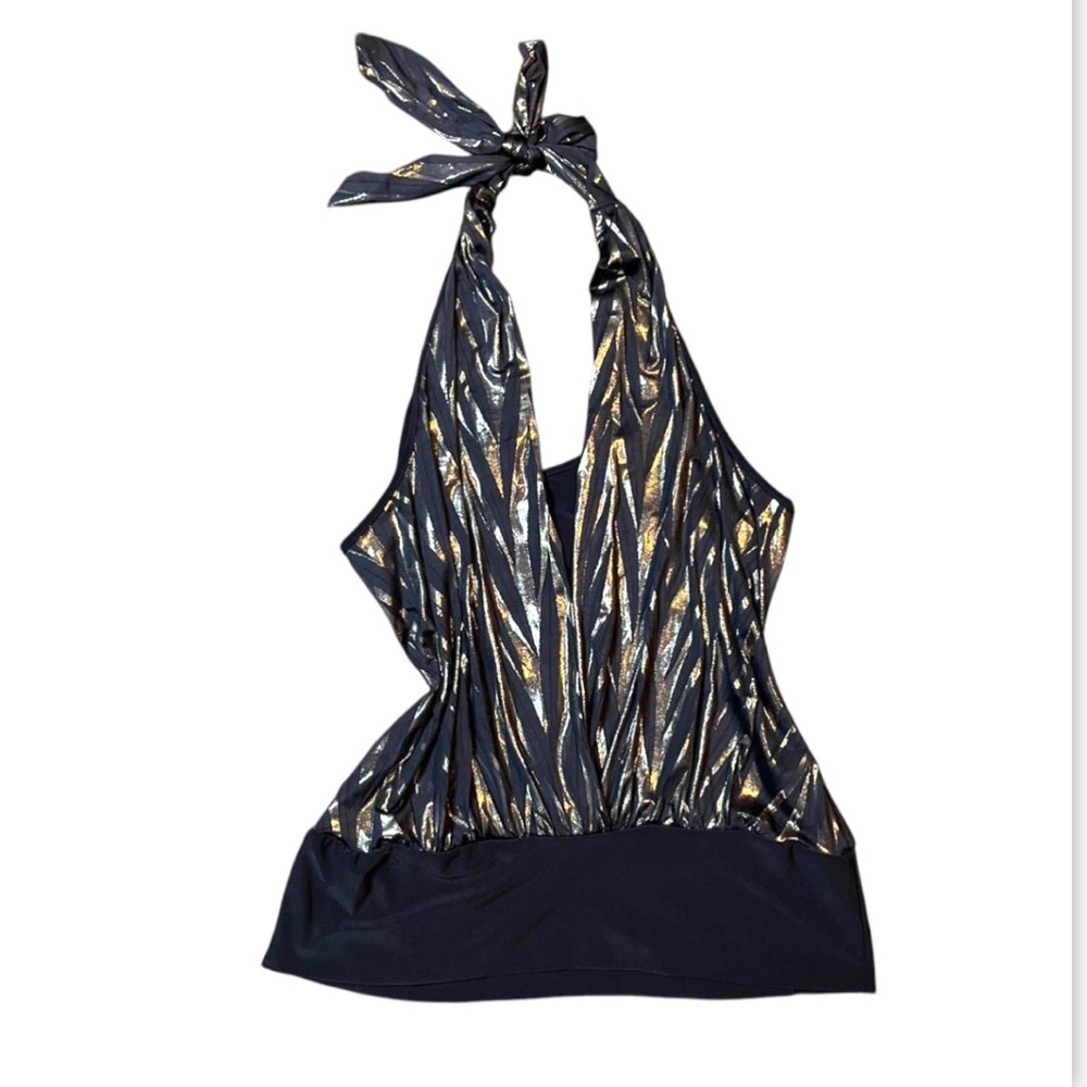 Black and Gold Halter Top